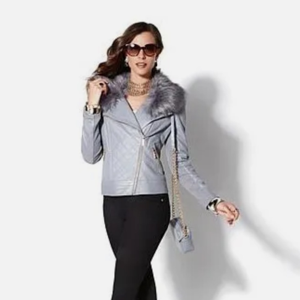 Iman Quilted Leather Moto jacket NEW